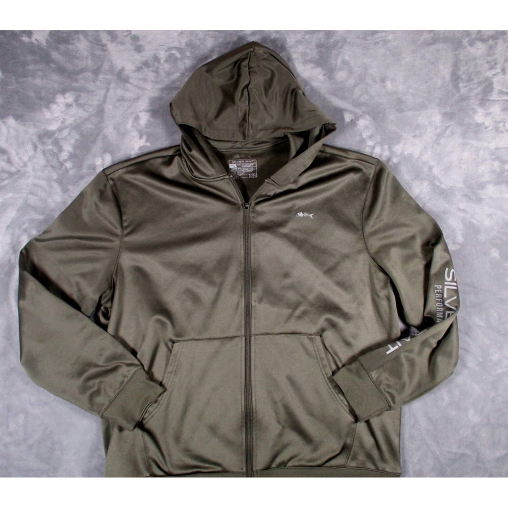 Silver Bait‎ Mens XL Full Zip Performance Green Long Sleeves Hoodie Sweatshirt